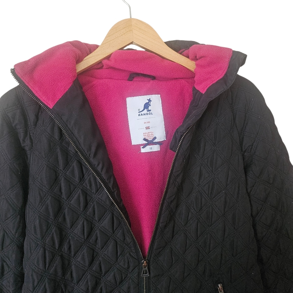 Kangol Girls Quilted Hooded Jacket, Black Size 12 - Picture 4 of 9